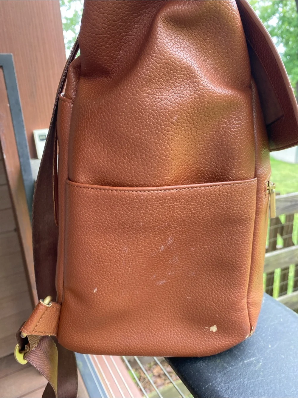 Freshly Picked Brown Leather Baby Bag Backpack